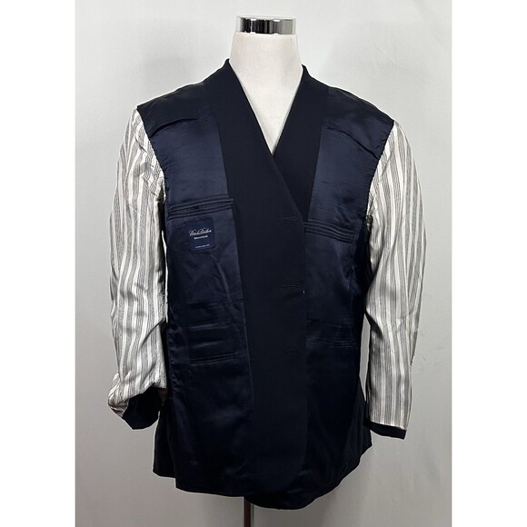 Brooks Brothers 48R BrooksEase Sport Coat 100% Wool Black Three Button Vented - Picture 7 of 8